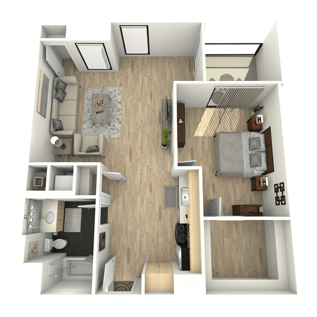 arrive hollywood 1-bedroom apartment floorplan