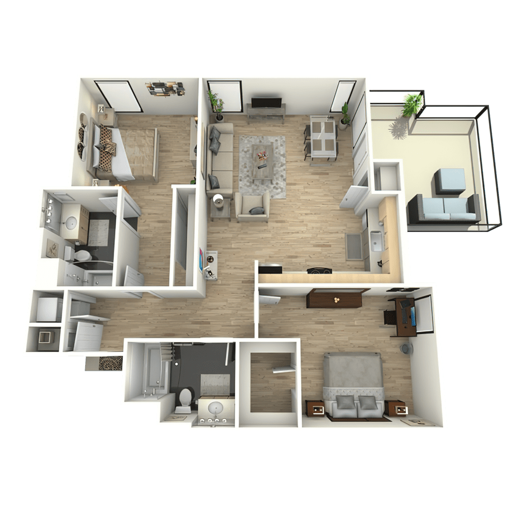 arrive hollywood 2-bedroom apartment floorplan